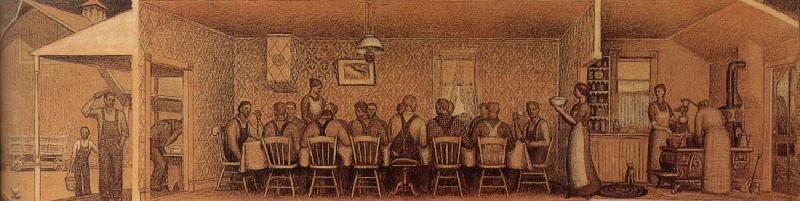 Grant Wood The Thresher-s supper oil painting image